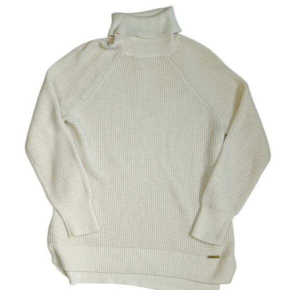Michael Kors Knit Sweater Turtleneck Off White Chunky Warm Long Sleeve Medium - Picture 1 of 7